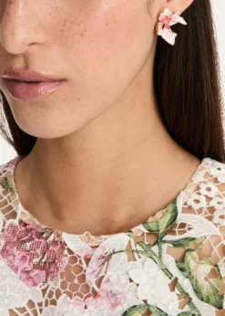 Oscar de la RentaCyclamen Small Stud Earrings, Pink