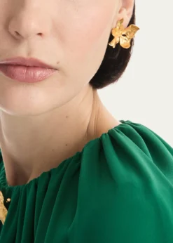 Oscar de la RentaCyclamen Small Stud Earrings, Gold