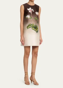 Oscar de la RentaDegrade Cyclamen Jacquard Sleeveless Mini Dress