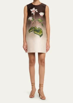Oscar de la RentaDegrade Cyclamen Jacquard Sleeveless Mini Dress