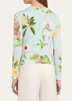Oscar de la RentaDominican Floral-Print Crewneck Cardigan