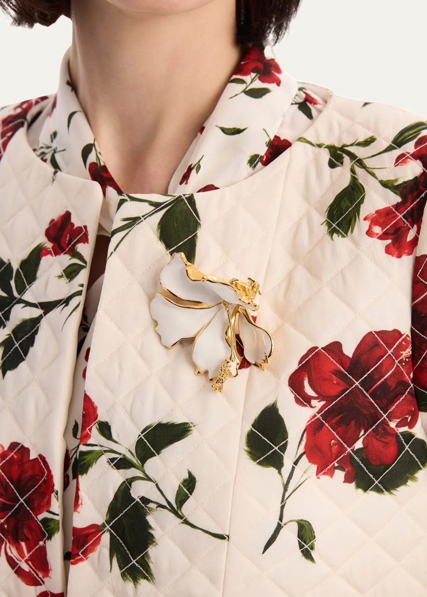 Oscar de la RentaEnamel Folded Hibiscus Brooch