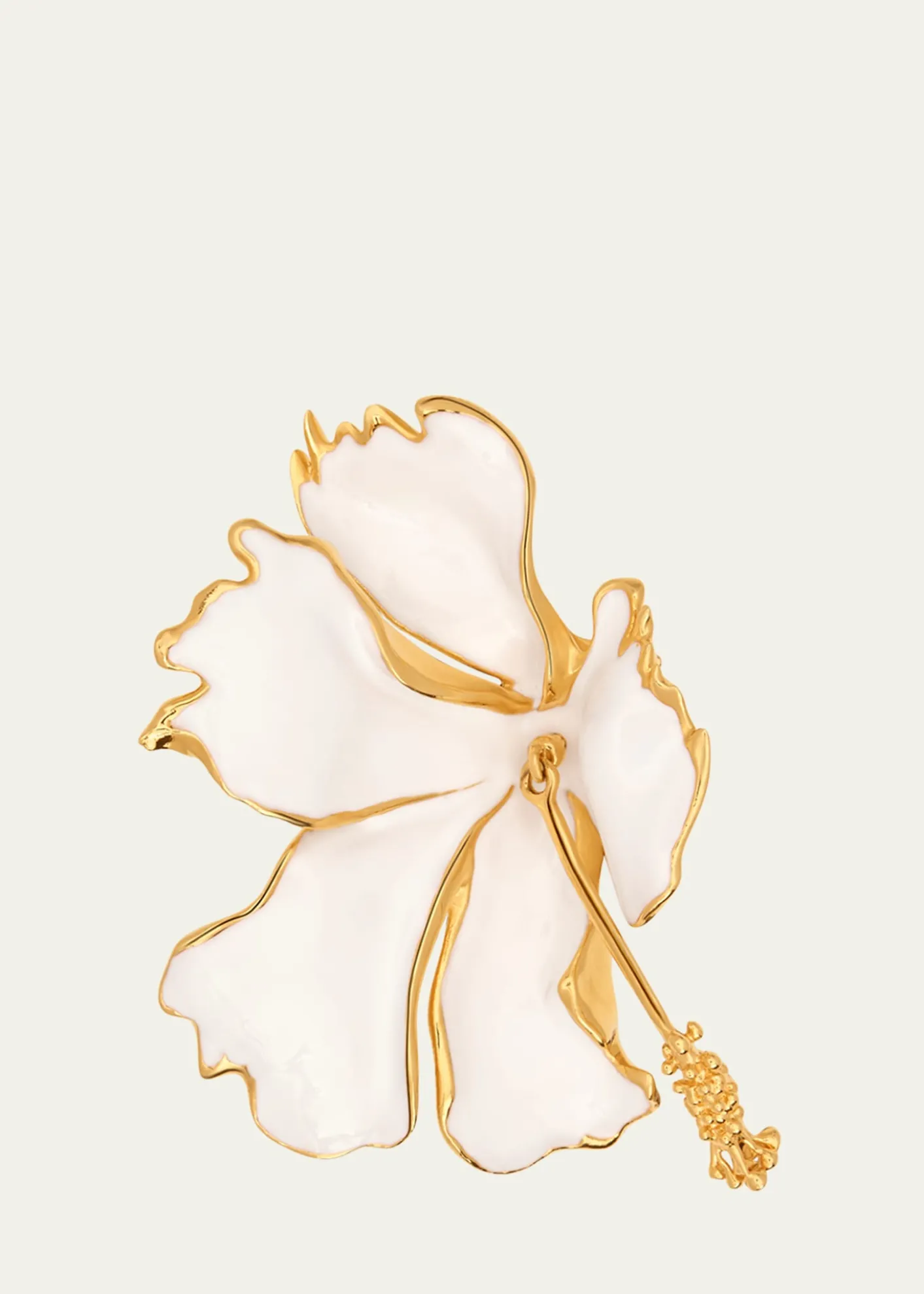 Oscar de la RentaEnamel Folded Hibiscus Brooch