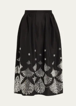 Oscar de la RentaFern Embroidered Midi Party Skirt