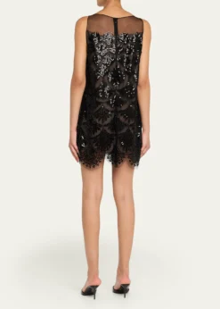 Oscar de la RentaFern Embroidered Sleeveless Mini Shift Dress
