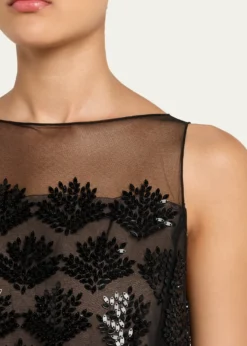 Oscar de la RentaFern Embroidered Sleeveless Mini Shift Dress