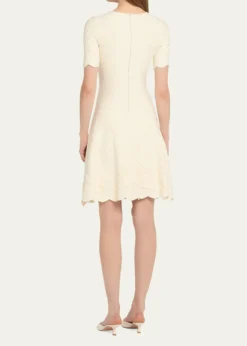 Oscar de la RentaFloral Jacquard Knit Short-Sleeve Mini Dress