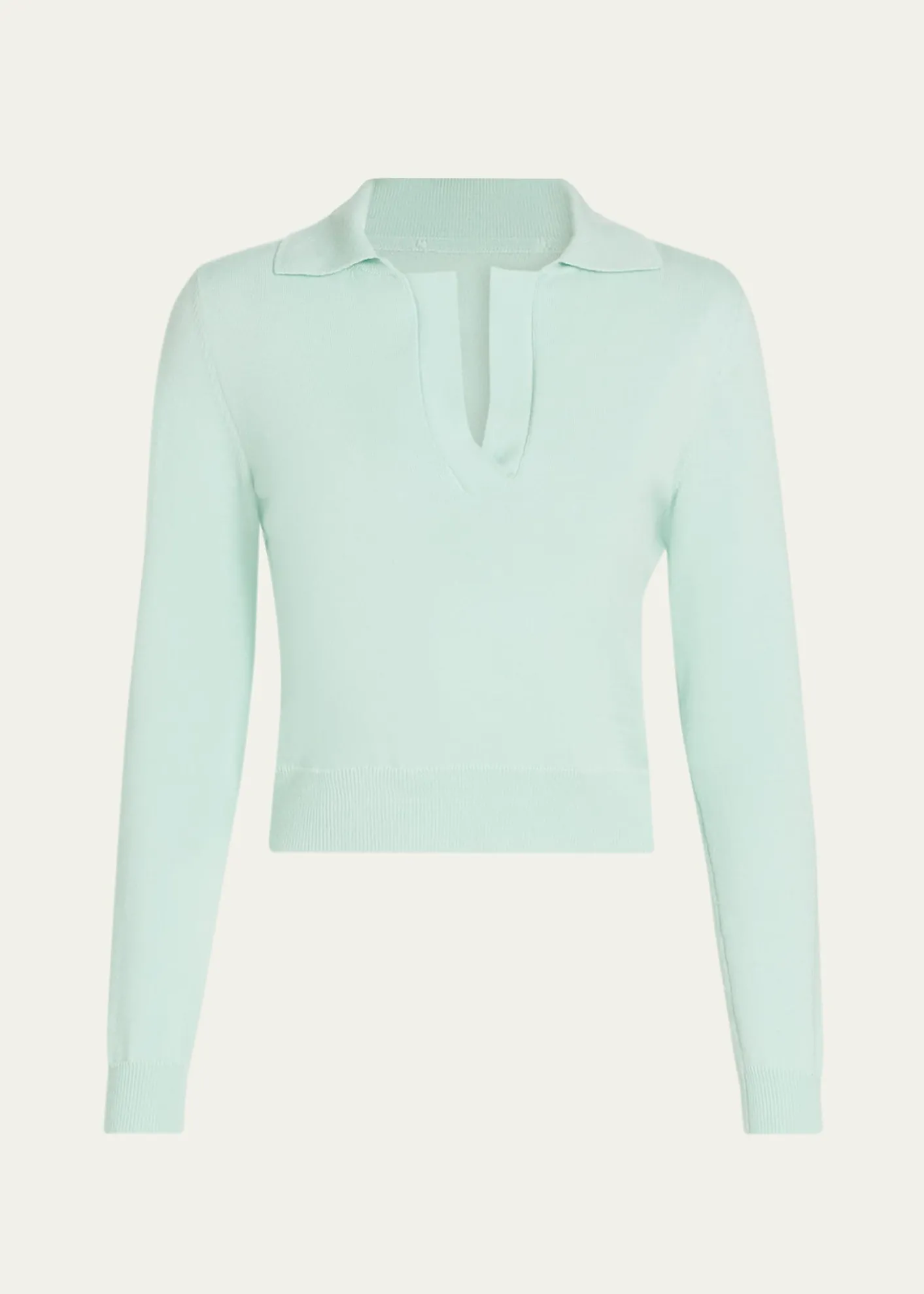 Oscar de la RentaLong-Sleeve Light Wool Polo Sweater
