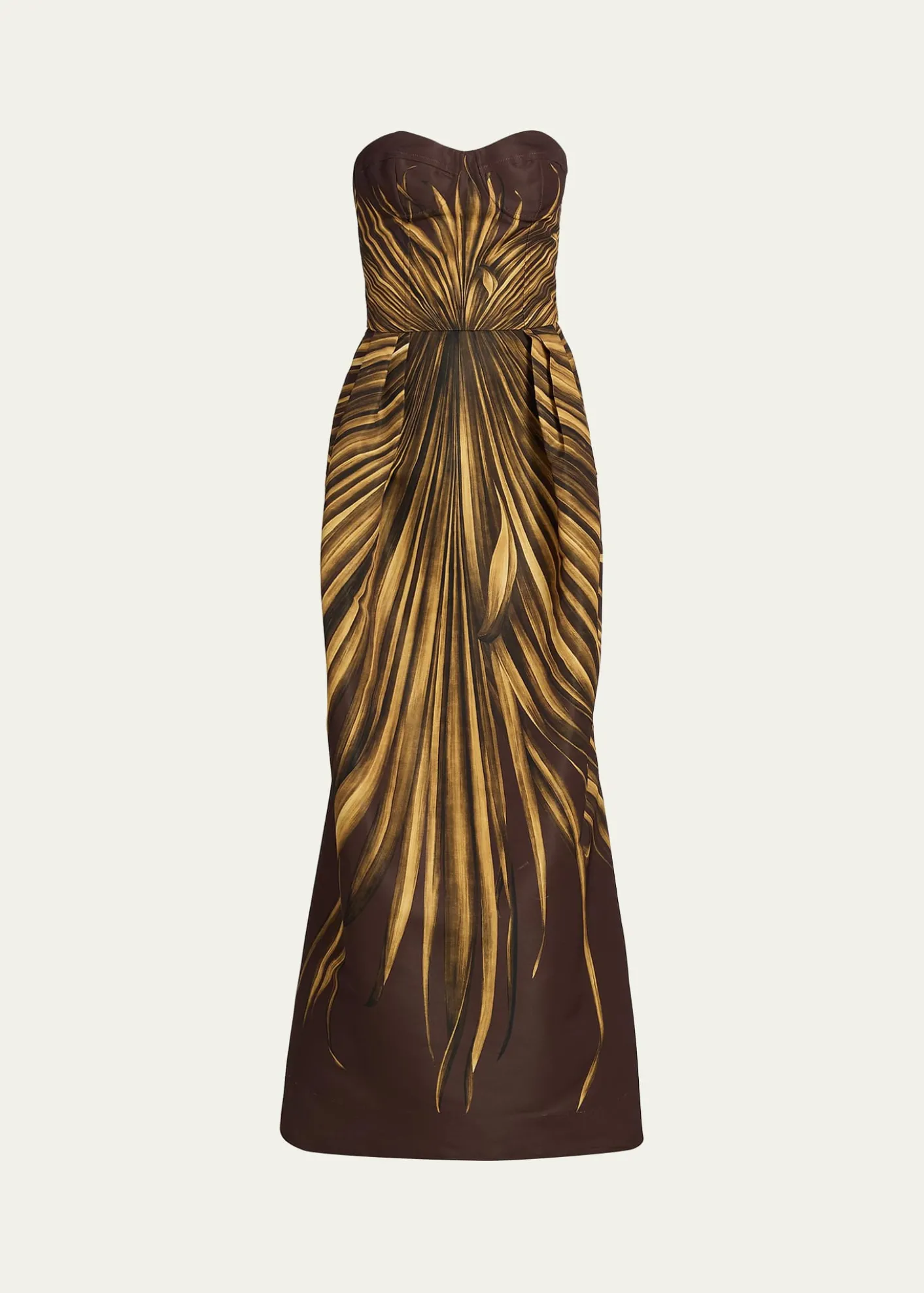 Oscar de la RentaPalm Faille Sleeveless Bustier Gown