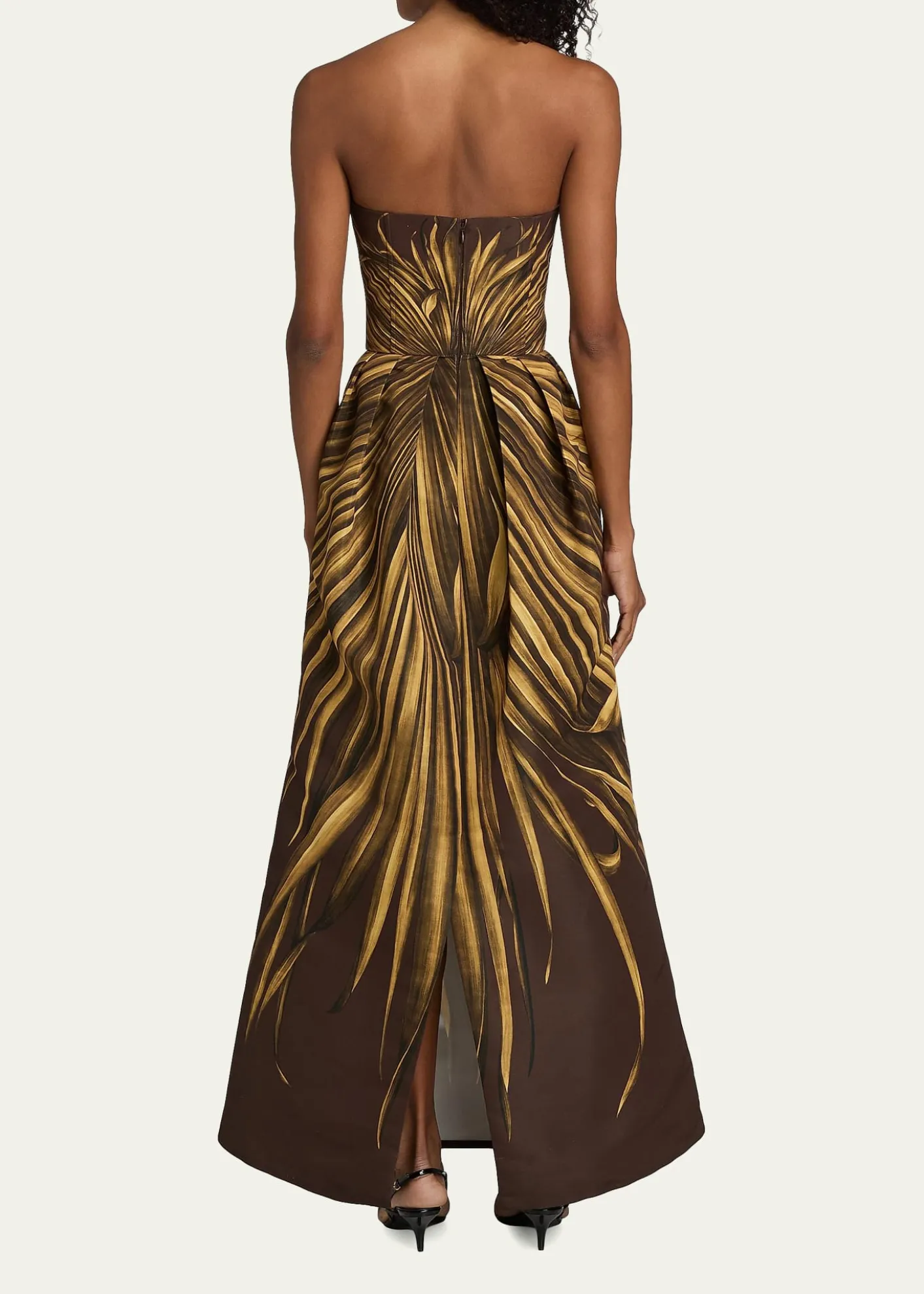 Oscar de la RentaPalm Faille Sleeveless Bustier Gown