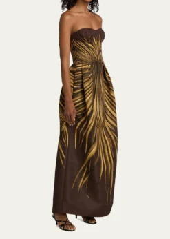 Oscar de la RentaPalm Faille Sleeveless Bustier Gown