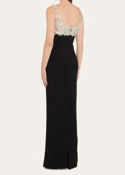 Oscar de la RentaPearly Embroidered Bustier Column Gown