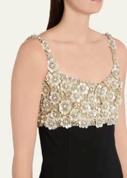 Oscar de la RentaPearly Embroidered Bustier Column Gown