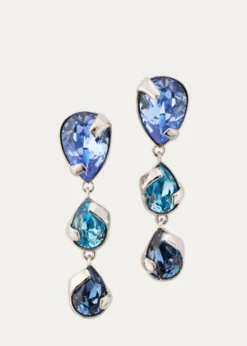 Oscar de la RentaPear Rhinestone Drop Earrings, Dark Blue