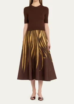 Oscar de la RentaShort-Sleeve Button-Side Crewneck Sweater