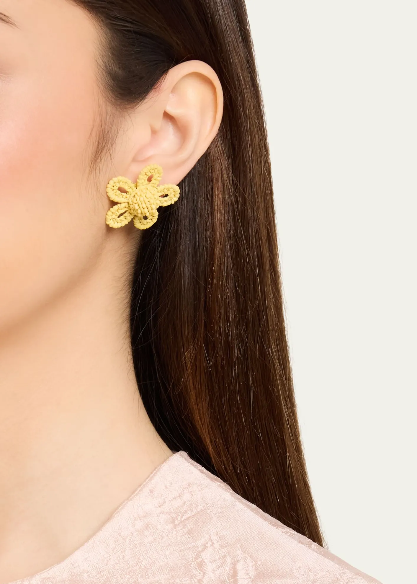 Oscar de la RentaSmall Woven Raffia Flower Earrings