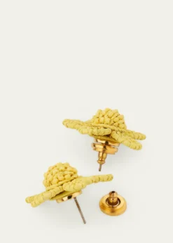 Oscar de la RentaSmall Woven Raffia Flower Earrings