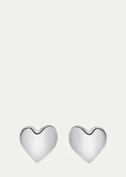 Oscar de la RentaSmooth Heart Stud Earrings, Silver
