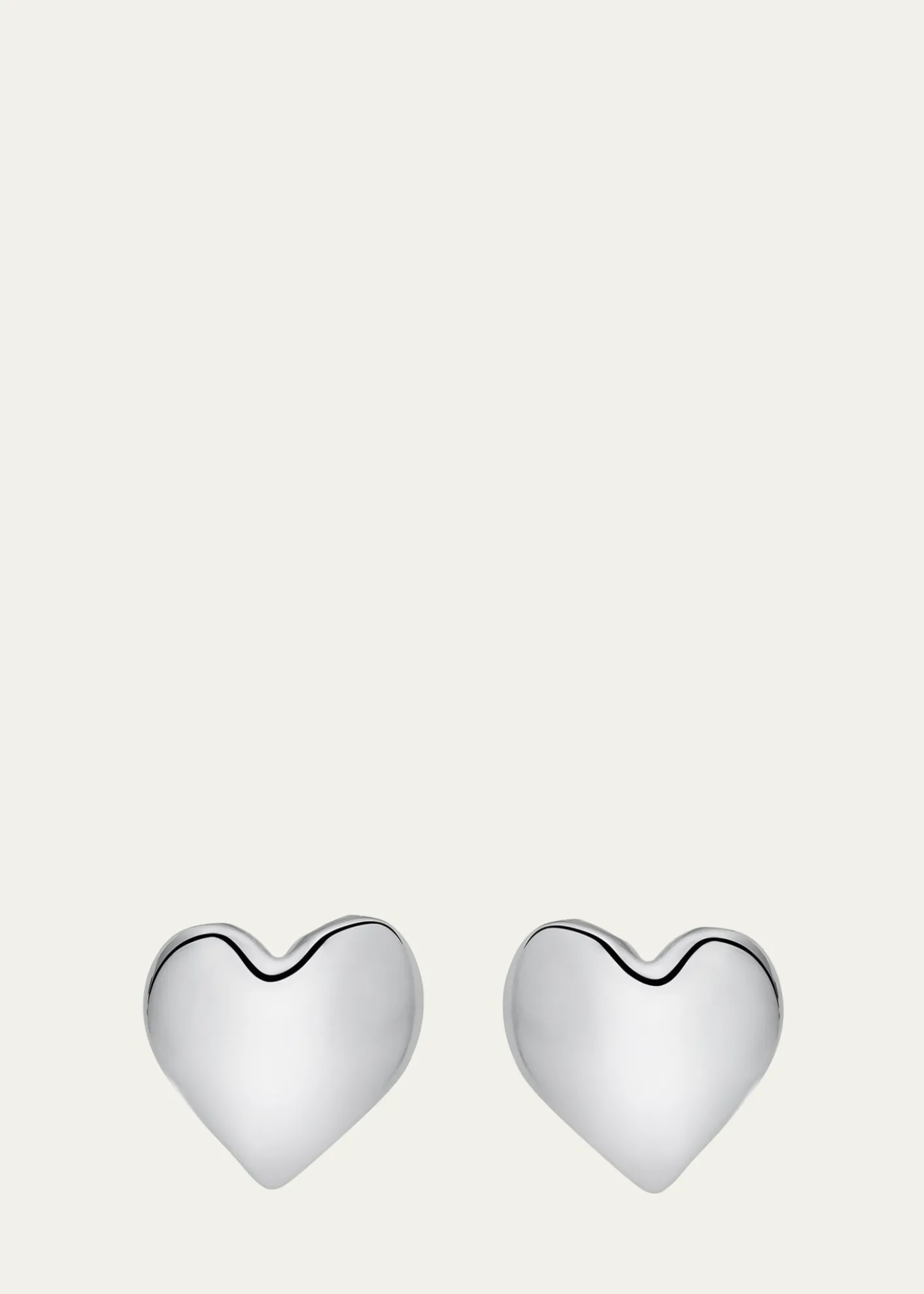 Oscar de la RentaSmooth Heart Stud Earrings, Silver
