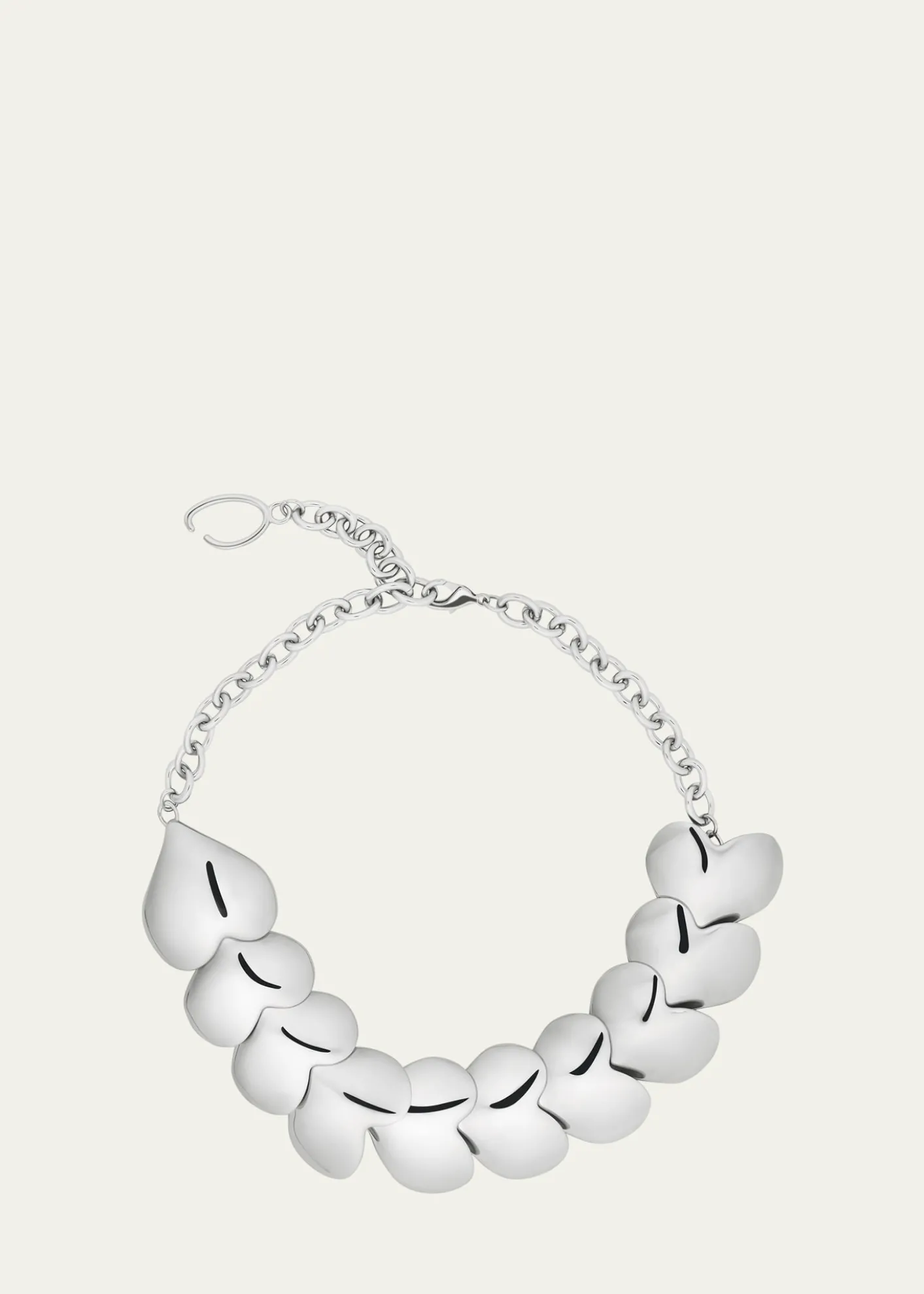 Oscar de la RentaSmooth Hearts Oversized Necklace, Silver
