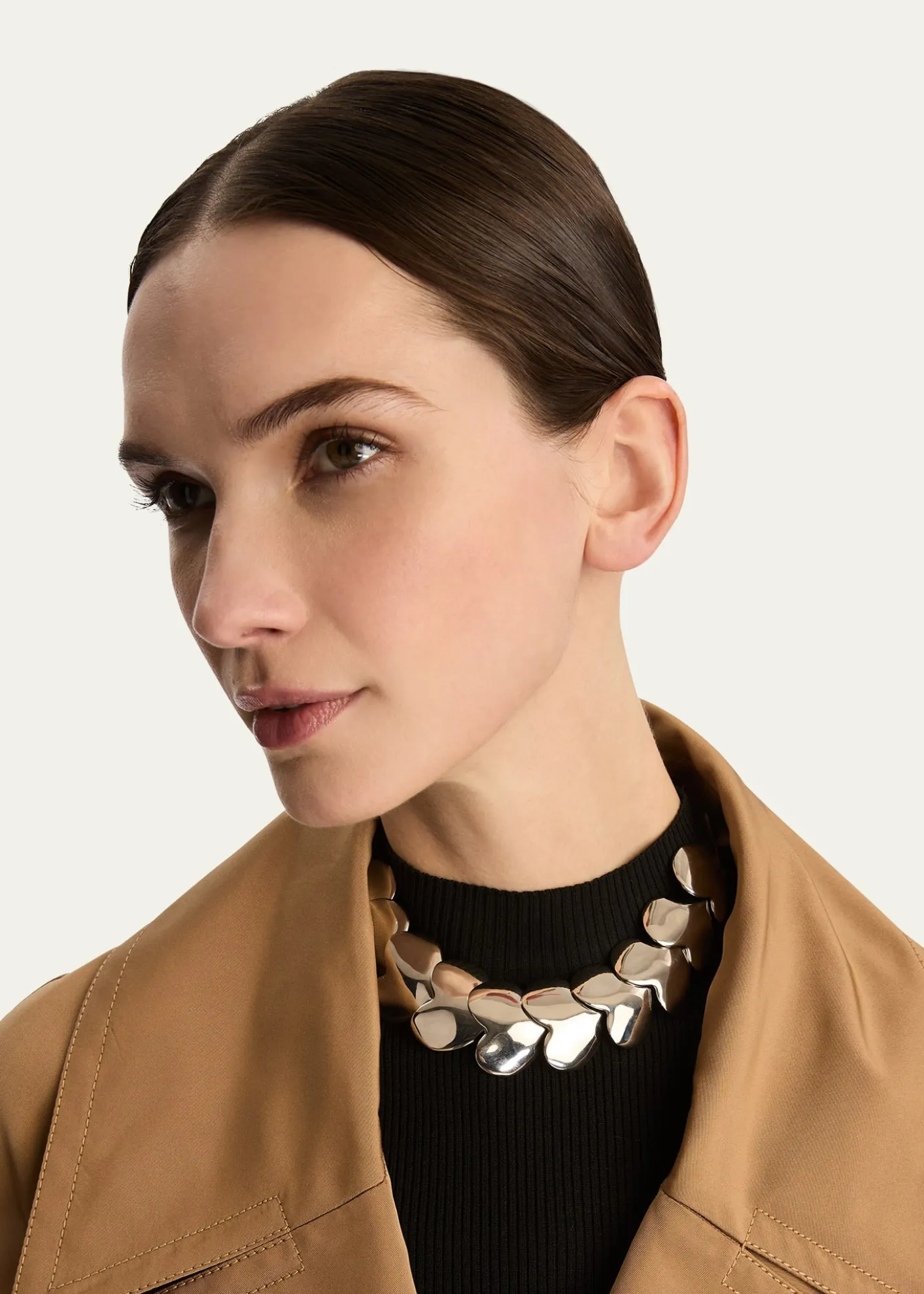 Oscar de la RentaSmooth Hearts Oversized Necklace, Silver