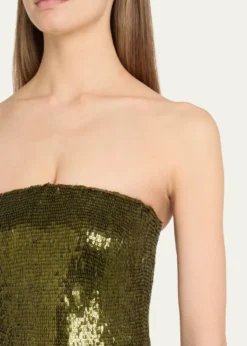 Oscar de la RentaStrapless Sequined Fringe Maxi Dress