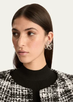 Oscar de la RentaWire Flower Stud Earrings, Silver