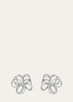 Oscar de la RentaWire Flower Stud Earrings, Silver