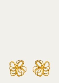 Oscar de la RentaWire Flower Stud Earrings, Gold