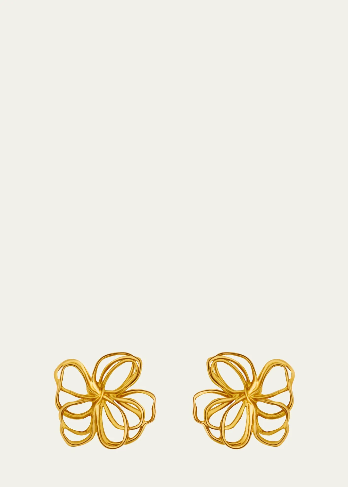 Oscar de la RentaWire Flower Stud Earrings, Gold