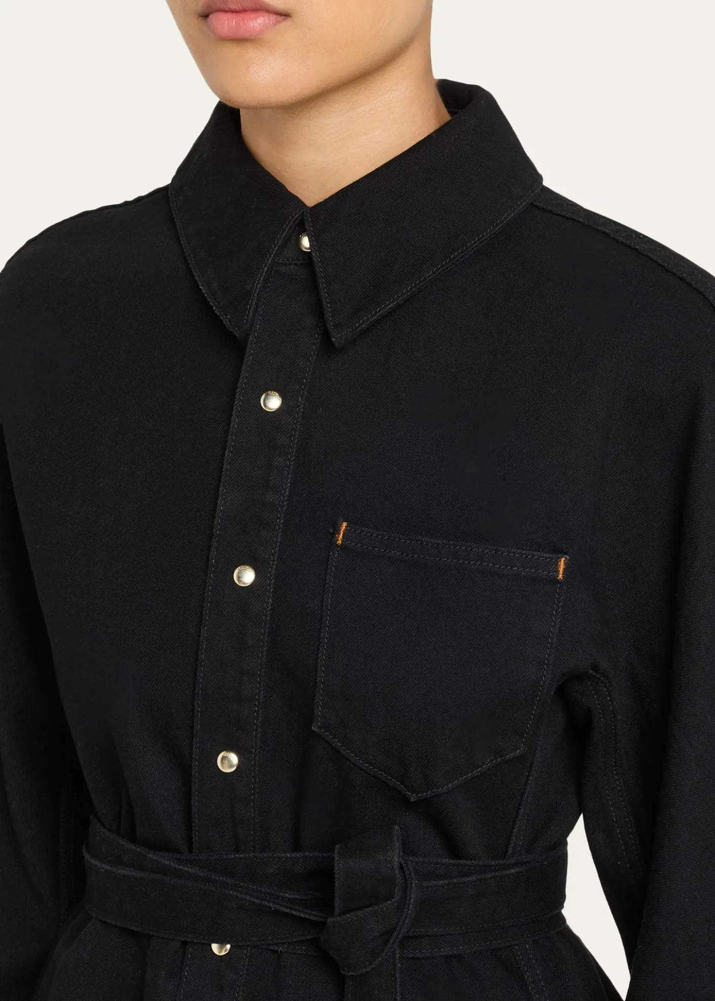 OssouDenim Cinch Shirt Jacket