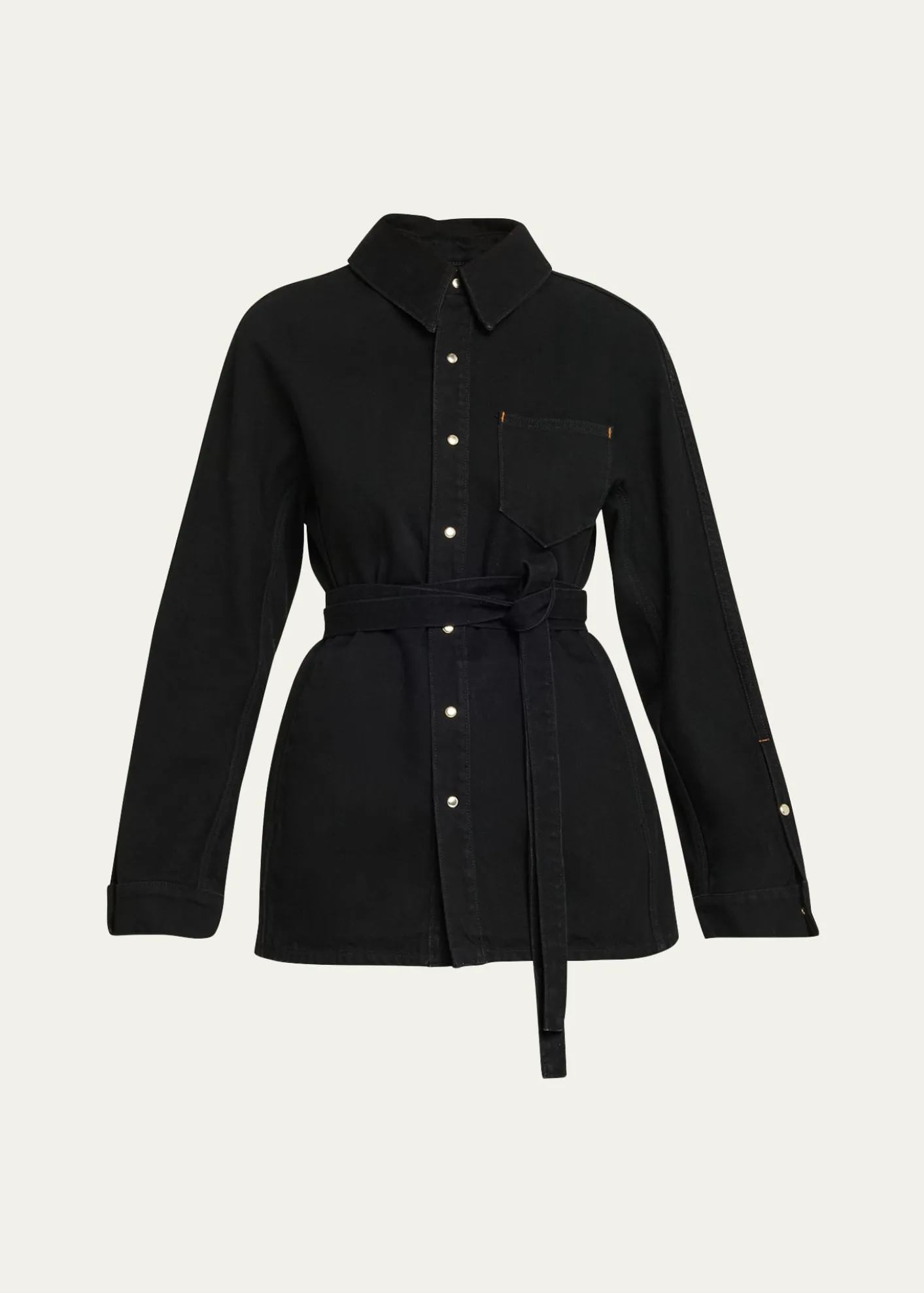 OssouDenim Cinch Shirt Jacket