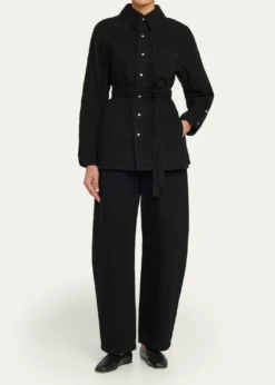 OssouDenim Cinch Shirt Jacket