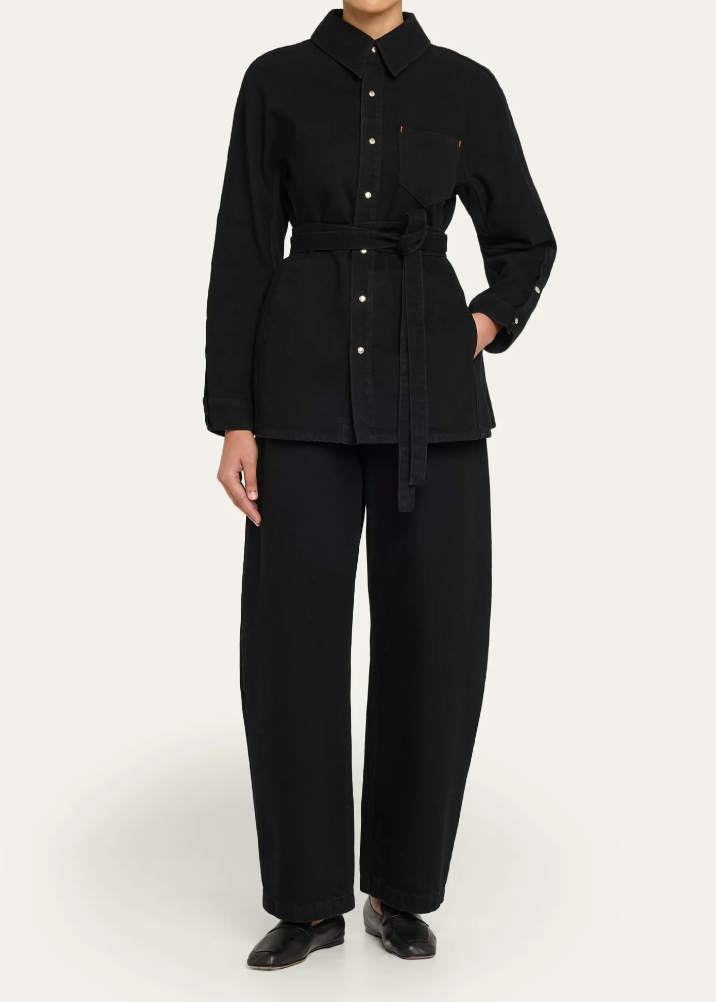 OssouDenim Cinch Shirt Jacket