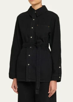 OssouDenim Cinch Shirt Jacket