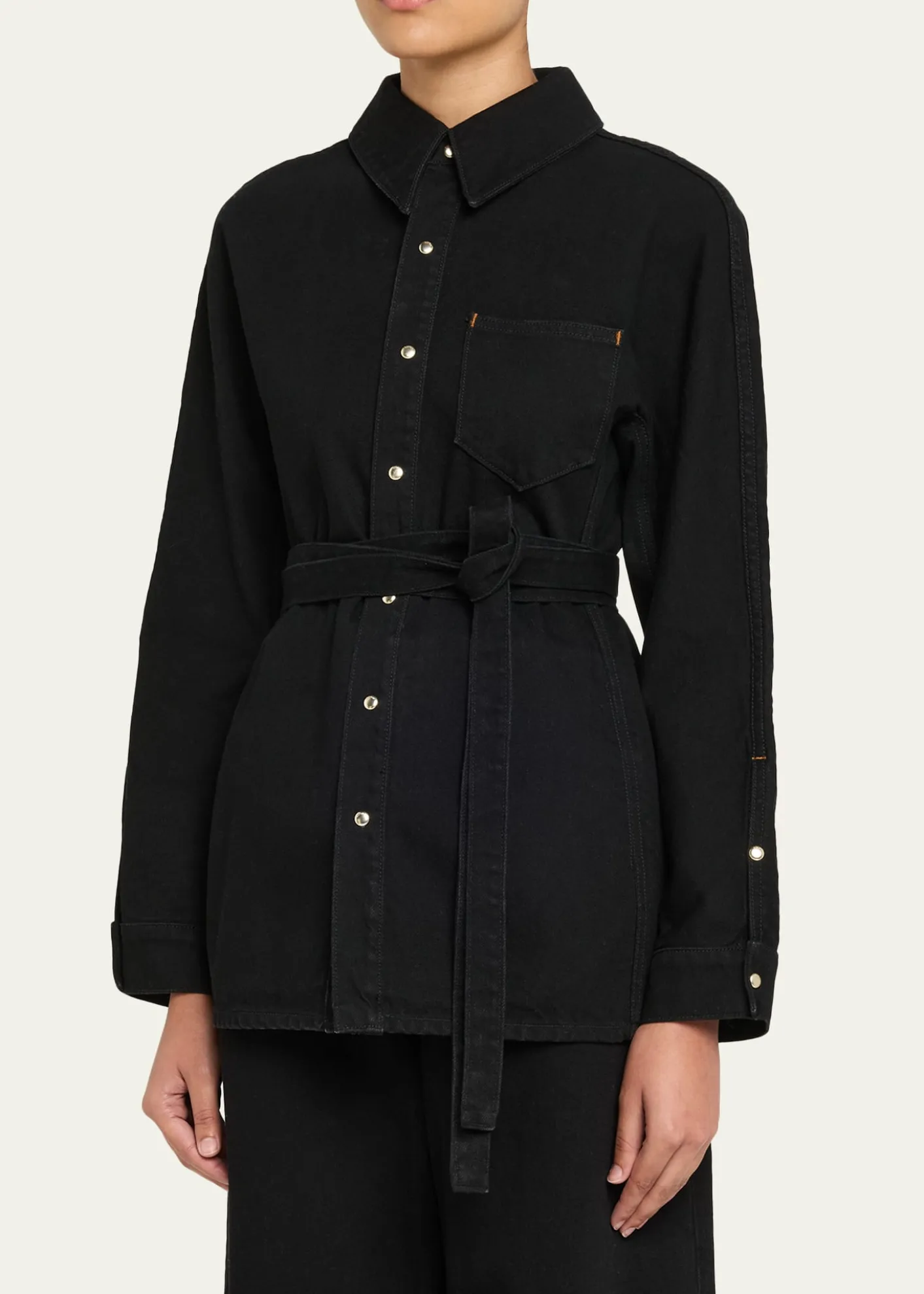 OssouDenim Cinch Shirt Jacket