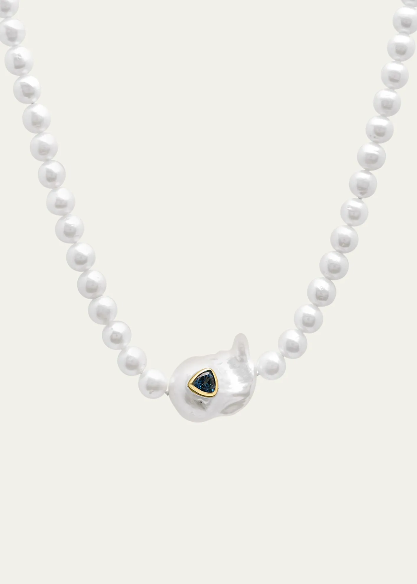 Paige NovickSweet Tart Baroque Pearl Choker Necklace with Blue Topaz Trillion Inset