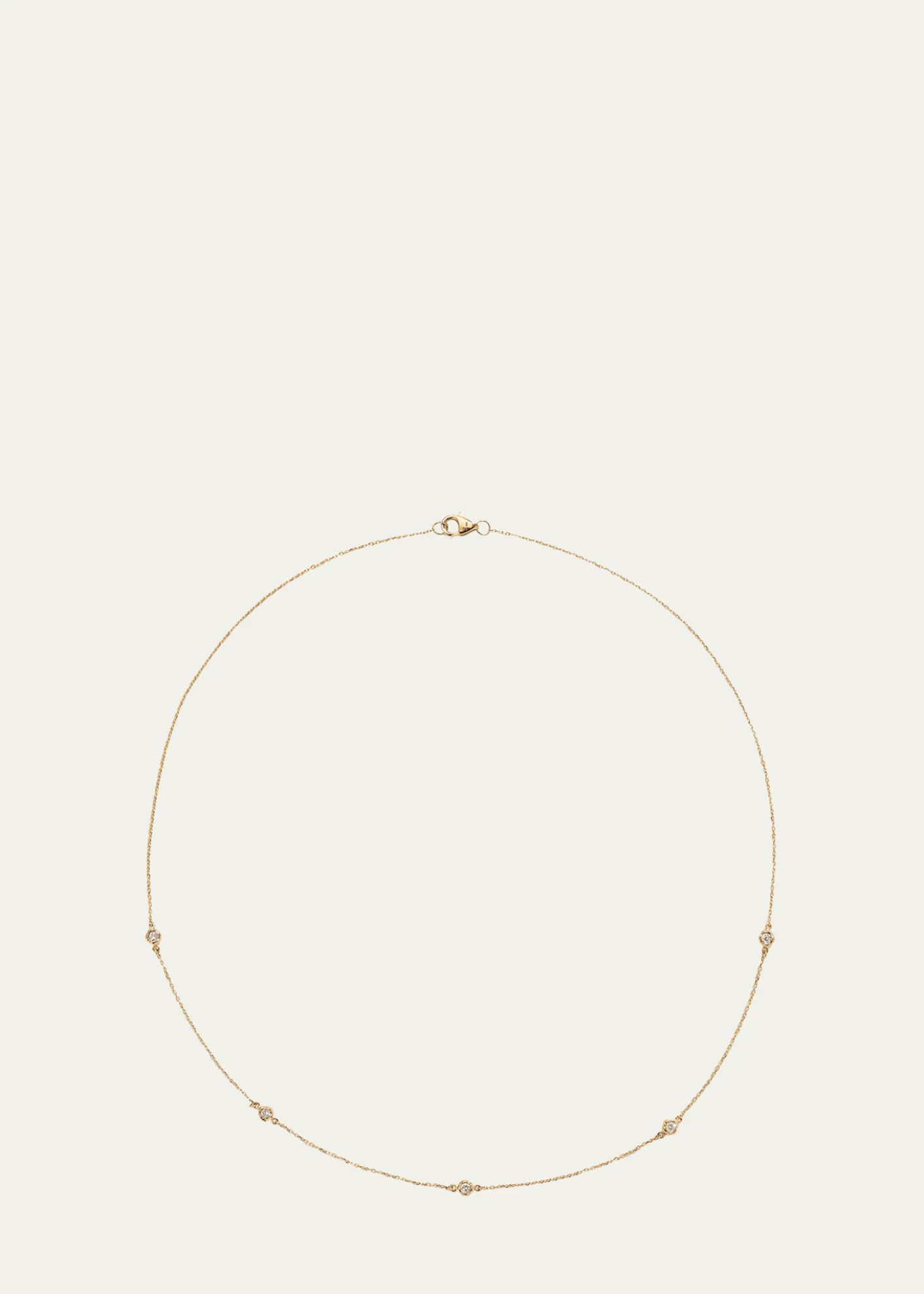 Pamela Love14K Yellow Gold Station Necklace with Rolo Chain and White Diamonds, 15"L