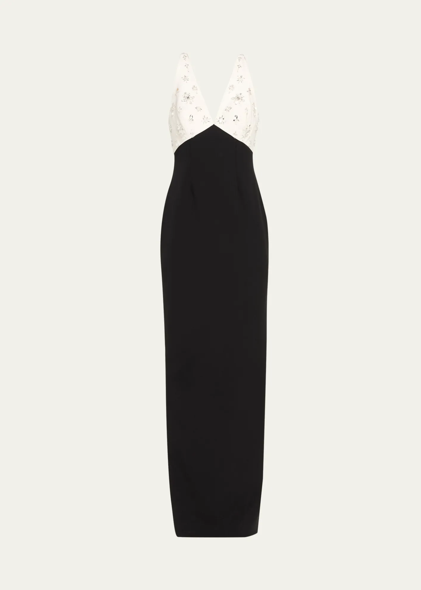 Pamella RolandCrystal Colorblock Crepe Column Gown