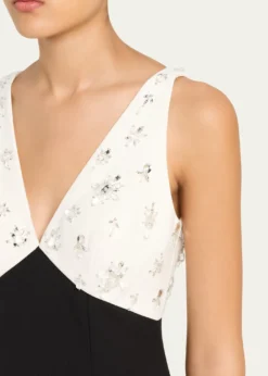Pamella RolandCrystal Colorblock Crepe Column Gown