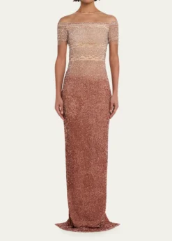 Pamella RolandDegrade Sequin Illusion Column Gown