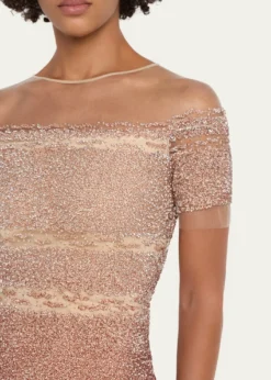Pamella RolandDegrade Sequin Illusion Column Gown