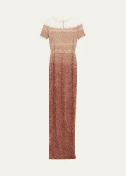 Pamella RolandDegrade Sequin Illusion Column Gown