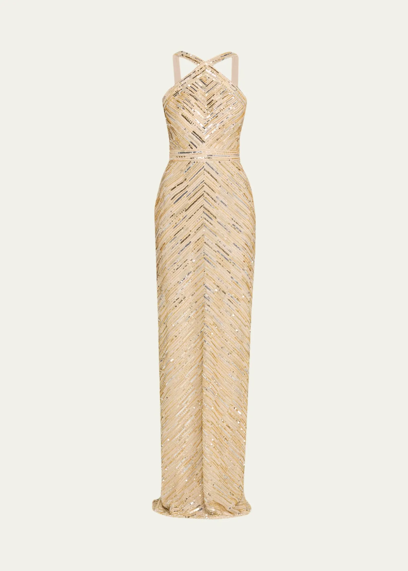 Pamella RolandEmbellished Tulle Halter Gown