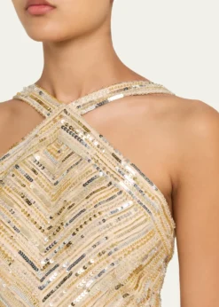 Pamella RolandEmbellished Tulle Halter Gown