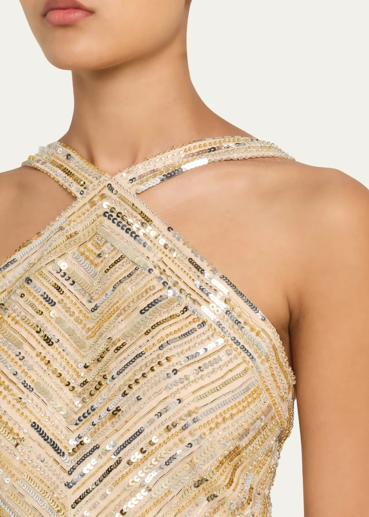 Pamella RolandEmbellished Tulle Halter Gown
