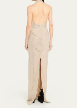 Pamella RolandEmbroidered Tulle Halter Gown