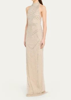 Pamella RolandEmbroidered Tulle Halter Gown