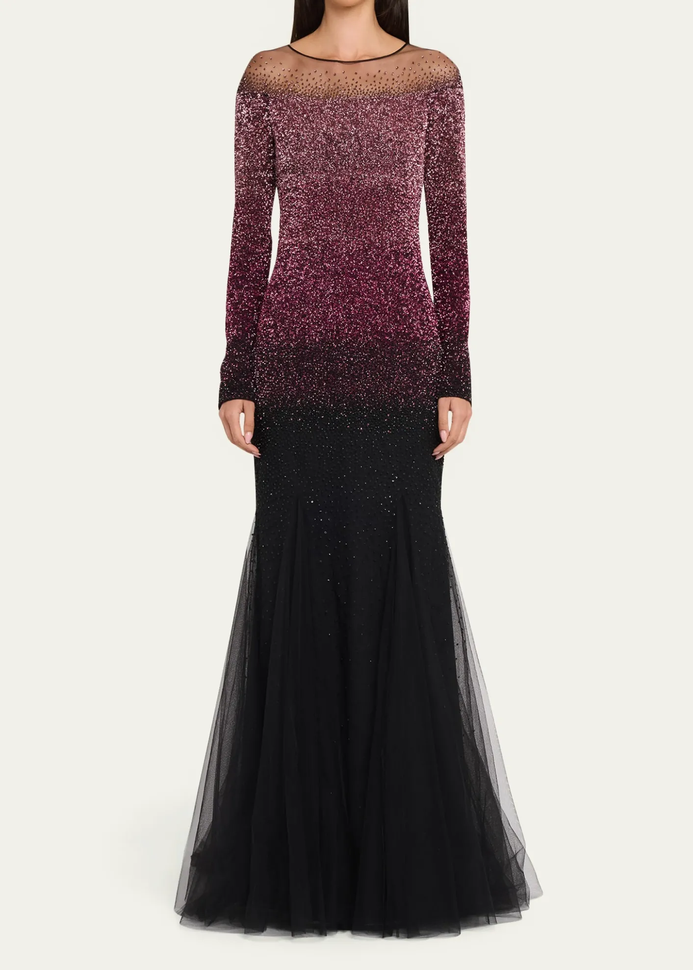 Pamella RolandOmbre Signature Sequin Illusion Trumpet Gown