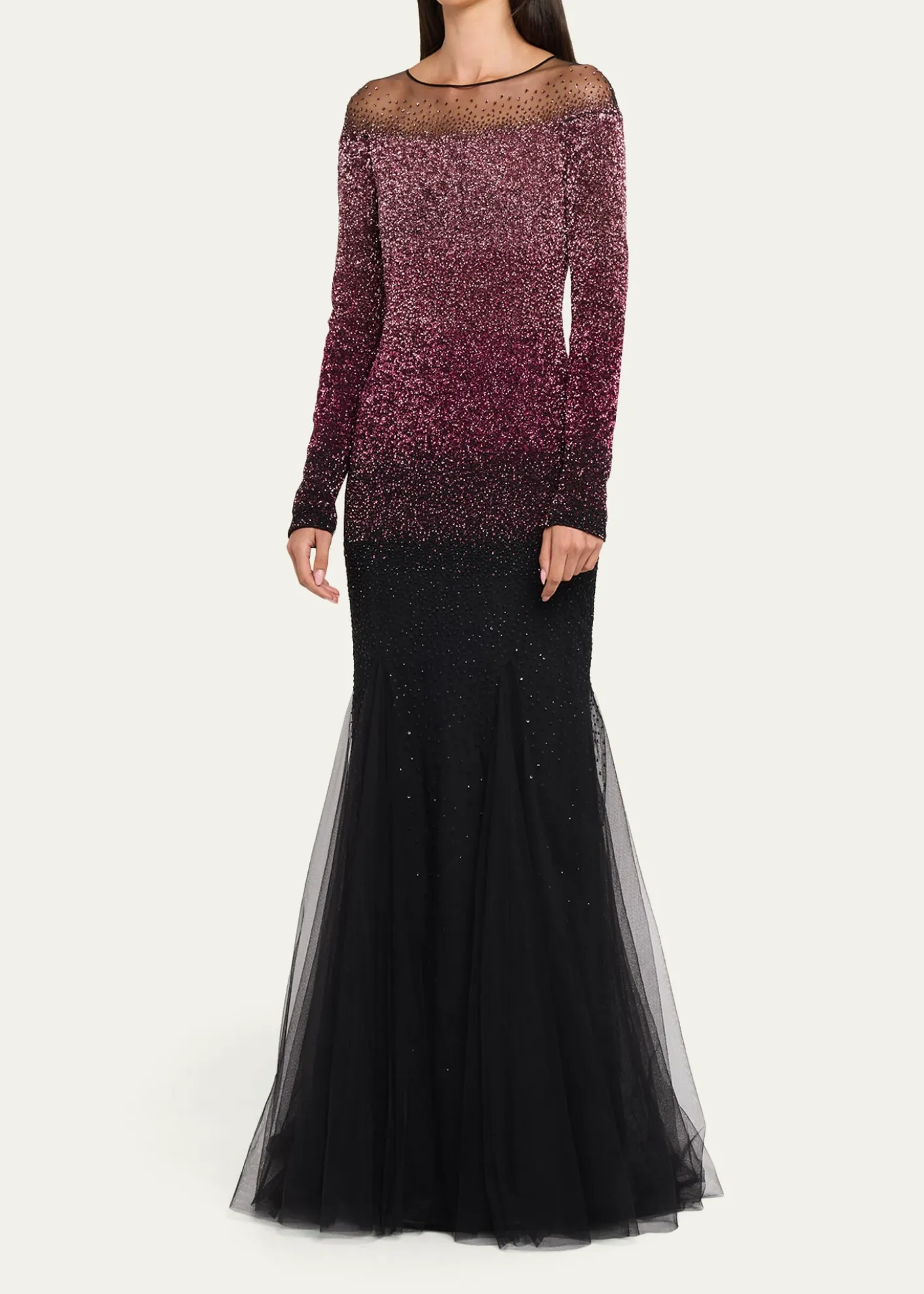 Pamella RolandOmbre Signature Sequin Illusion Trumpet Gown